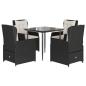 Preview: 5-tlg. Garten-Essgruppe mit Kissen Schwarz Poly Rattan