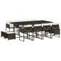 Preview: 13-tlg. Garten-Essgruppe mit Kissen Braun Poly Rattan