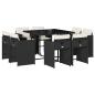 Preview: 9-tlg. Garten-Essgruppe mit Kissen Schwarz Poly Rattan