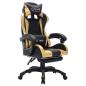 Preview: Gaming-Stuhl mit RGB LED-Leuchten Gold und Schwarz Kunstleder