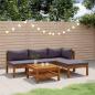 Preview: ARDEBO.de - 5-tlg. Garten-Lounge-Set mit Auflage Massivholz Akazie