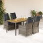 Preview: ARDEBO.de - 5-tlg. Garten-Essgruppe mit Kissen Grau Poly Rattan