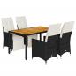 Preview: 5-tlg. Garten-Essgruppe mit Kissen Schwarz Poly Rattan