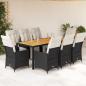Preview: ARDEBO.de - 9-tlg. Garten-Essgruppe mit Kissen Schwarz Poly Rattan