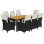 Preview: 9-tlg. Garten-Essgruppe mit Kissen Schwarz Poly Rattan