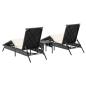 Preview: Sonnenliegen 2 Stk. mit Tisch Schwarz Poly Rattan