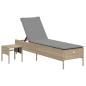 Preview: Sonnenliege mit Tisch und Auflage Beige Poly Rattan