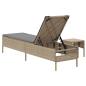 Preview: Sonnenliege mit Tisch und Auflage Beige Poly Rattan