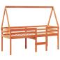 Preview: Hochbett mit Dach Wachsbraun 90x200 cm Massivholz Kiefer