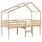 Preview: Hochbett mit Dach 75x190 cm Massivholz Kiefer