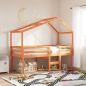 Preview: ARDEBO.de - Hochbett mit Dach Wachsbraun 90x200 cm Massivholz Kiefer