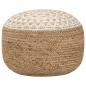 Preview: ARDEBO.de - Handgefertigter Sitzpuff Weiß 45x30 cm Jute