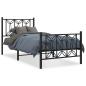 Preview: Bettgestell mit Kopf- und Fußteil Metall Schwarz 75x190 cm