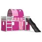 Preview: Etagenbett mit Rutsche und Gardinen Rosa 90x200 cm