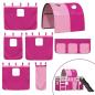 Preview: Etagenbett mit Rutsche und Gardinen Rosa 90x200 cm