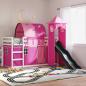 Preview: ARDEBO.de - Etagenbett mit Rutsche und Gardinen Rosa 90x200 cm