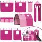 Preview: Etagenbett mit Rutsche und Gardinen Rosa 90x200 cm