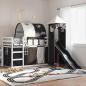 Preview: ARDEBO.de - Etagenbett mit Rutsche und Gardinen Weiß und Schwarz 90x200 cm