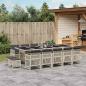 Preview: ARDEBO.de - 15-tlg. Garten-Essgruppe mit Kissen Hellgrau Poly Rattan