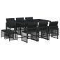 Preview: 11-tlg. Garten-Essgruppe mit Kissen Schwarz Poly Rattan