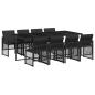 Preview: 9-tlg. Garten-Essgruppe mit Kissen Schwarz Poly Rattan