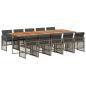 Preview: 11-tlg. Garten-Essgruppe mit Kissen Grau Poly Rattan