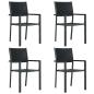 Preview: ARDEBO.de - Gartenst?hle 4 Stk. Schwarz Kunststoff Rattan-Optik