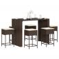 Preview: ARDEBO.de - 7-tlg. Gartenbar-Set mit Kissen Braun Poly Rattan