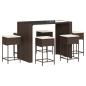 Preview: 7-tlg. Gartenbar-Set mit Kissen Braun Poly Rattan