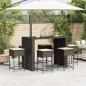 Preview: 7-tlg. Gartenbar-Set mit Kissen Braun Poly Rattan