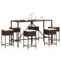 Preview: ARDEBO.de - 7-tlg. Gartenbar-Set mit Kissen Braun Poly Rattan