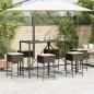 Preview: 7-tlg. Gartenbar-Set mit Kissen Braun Poly Rattan