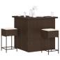 Preview: ARDEBO.de - 3-tlg. Gartenbar-Set mit Kissen Braun Poly Rattan
