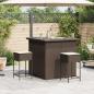 Preview: 3-tlg. Gartenbar-Set mit Kissen Braun Poly Rattan