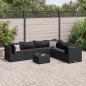 Preview: ARDEBO.de - 7-tlg. Garten-Lounge-Set mit Kissen Schwarz Poly Rattan