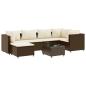 Preview: 7-tlg. Garten-Lounge-Set mit Kissen Braun Poly Rattan