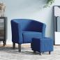 Preview: ARDEBO.de - Clubsessel mit Fu?hocker Blau Stoff