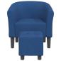 Preview: Clubsessel mit Fu?hocker Blau Stoff