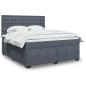 Preview: ARDEBO.de - Boxspringbett mit Matratze Dunkelgrau 180x200 cm Samt