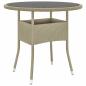 Preview: ARDEBO.de - Gartentisch Ø80x75 cm Hartglas und Poly Rattan Beige