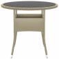 Preview: Gartentisch Ø80x75 cm Hartglas und Poly Rattan Beige
