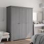 Preview: ARDEBO.de - Kleiderschrank BODO Grau 146x53,5x173 cm Massivholz Kiefer