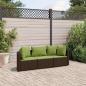 Preview: ARDEBO.de - 3-tlg. Garten-Sofagarnitur mit Kissen Braun Poly Rattan