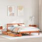 Preview: ARDEBO.de - Massivholzbett ohne Matratze Wachsbraun 150x200 cm Kiefernholz