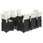 Preview: 9-tlg. Garten-Bistro-Set mit Kissen Schwarz Poly Rattan