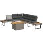 Preview: ARDEBO.de - 2-tlg. Garten-Sofagarnitur mit Kissen Grau Poly Rattan Akazie