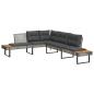 Preview: 2-tlg. Garten-Sofagarnitur mit Kissen Grau Poly Rattan Akazie