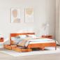 Preview: ARDEBO.de - Massivholzbett ohne Matratze Wachsbraun 140x200 cm Kiefernholz