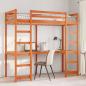 Preview: ARDEBO.de - Hochbett ohne Matratze Wachsbraun 80x200 cm Massivholz Kiefer