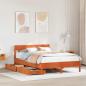 Preview: ARDEBO.de - Massivholzbett ohne Matratze Wachsbraun 160x200 Kiefernholz
